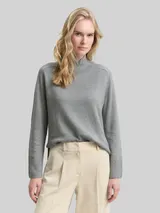 TOM TAILOR Damen Strickpullover mit Kaschmir-Anteil, grau, Meliert – Bild 4