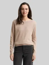 TOM TAILOR Damen Strickpullover mit Kaschmir-Anteil, braun, Meliert – Bild 4