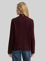 TOM TAILOR Damen Loose Fit Strickpullover mit Stehkragen, rot, Meliert – Bild 5
