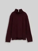 TOM TAILOR Damen Loose Fit Strickpullover mit Stehkragen, rot, Meliert – Bild 3