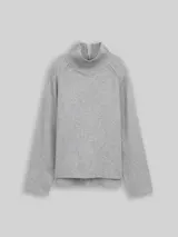 TOM TAILOR Damen Loose Fit Strickpullover mit Stehkragen, grau, Meliert – Bild 3
