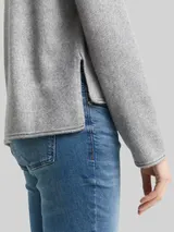 TOM TAILOR Damen Loose Fit Strickpullover mit Stehkragen, grau, Meliert – Bild 6