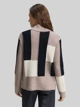 TOM TAILOR Damen Loose Fit Strickpullover mit Colour Blocking, blau, Colour Blocking – Bild 5