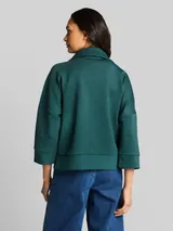 TOM TAILOR Damen Boxy Fit Scuba Sweatjacke, grün, Meliert – Bild 5