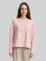 TOM TAILOR Damen Sweatshirt mit Streifenmuster, rosa, Gestreift – Bild 4