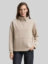 TOM TAILOR Damen Scuba Troyer Sweatshirt, grau, Uni – Bild 4