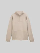 TOM TAILOR Damen Scuba Troyer Sweatshirt, grau, Uni – Bild 3