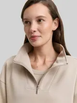 TOM TAILOR Damen Scuba Troyer Sweatshirt, grau, Uni – Bild 6