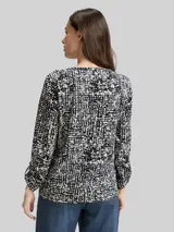 TOM TAILOR Damen Henley Blusenshirt mit Muster, blau, Gemustert – Bild 5