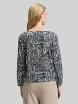 TOM TAILOR Damen Crinkle Blusenshirt mit Muster, blau, Gemustert – Bild 5