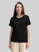 TOM TAILOR Damen T-Shirt mit Logo-Print, schwarz, Uni – Bild 4
