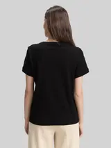 TOM TAILOR Damen T-Shirt mit Logo-Print, schwarz, Uni – Bild 5