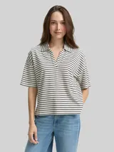 TOM TAILOR Damen Boxy Fit T-Shirt mit Polokragen, blau, Gestreift – Bild 4
