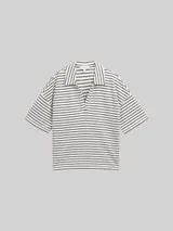 TOM TAILOR Damen Boxy Fit T-Shirt mit Polokragen, blau, Gestreift – Bild 3