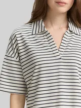 TOM TAILOR Damen Boxy Fit T-Shirt mit Polokragen, blau, Gestreift – Bild 6