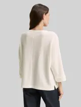 TOM TAILOR Damen Loose Fit Langarmshirt mit Fledermausärmeln, weiß, Uni – Bild 5