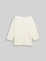 TOM TAILOR Damen Loose Fit Langarmshirt mit Fledermausärmeln, weiß, Uni – Bild 3