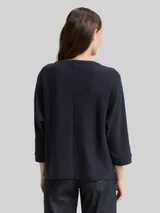 TOM TAILOR Damen Loose Fit Langarmshirt mit Fledermausärmeln, blau, Uni – Bild 5