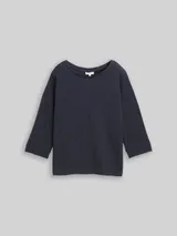 TOM TAILOR Damen Loose Fit Langarmshirt mit Fledermausärmeln, blau, Uni – Bild 3