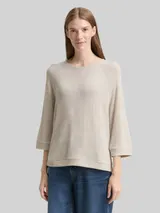 TOM TAILOR Damen Langarmshirt mit Raglanärmeln, braun, Meliert – Bild 4