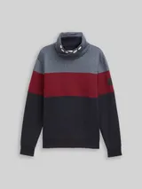 TOM TAILOR Herren Snood Sweatshirt mit Colour Blocking, rot, Colour Blocking – Bild 3
