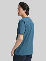 TOM TAILOR Herren T-Shirt mit V-Ausschnitt, blau, Uni – Bild 5