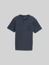 TOM TAILOR Herren Henley T-Shirt mit Brusttasche, blau, Meliert – Bild 3