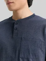 TOM TAILOR Herren Henley T-Shirt mit Brusttasche, blau, Meliert – Bild 6