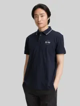 TOM TAILOR Herren Piqué Poloshirt mit print, blau, Uni – Bild 4