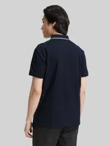 TOM TAILOR Herren Piqué Poloshirt mit print, blau, Uni – Bild 5