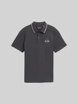 TOM TAILOR Herren Piqué Poloshirt mit print, schwarz, Uni – Bild 3