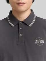 TOM TAILOR Herren Piqué Poloshirt mit print, schwarz, Uni – Bild 6