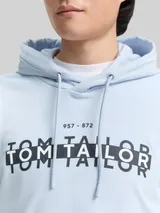 TOM TAILOR Herren Hoodie Sweatshirt mit Logo-Print, blau, Logo Print – Bild 6