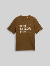 TOM TAILOR Herren T-Shirt mit Print, braun, Uni – Bild 3