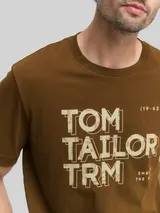 TOM TAILOR Herren T-Shirt mit Print, braun, Uni – Bild 6