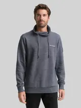 TOM TAILOR Herren Snood Sweatshirt mit Logo-Details, blau, Meliert – Bild 4