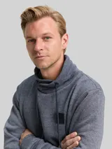 TOM TAILOR Herren Snood Sweatshirt in Melange-Optik, blau, Meliert – Bild 6