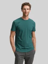 TOM TAILOR Herren Slim Fit T-Shirt mit Stretch, grün, Uni – Bild 4