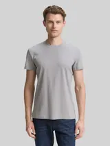 TOM TAILOR Herren Slim Fit T-Shirt mit Stretch, grau, Uni – Bild 4