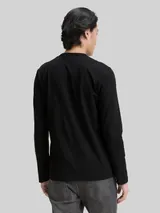 TOM TAILOR Herren Slim Fit Langarmshirt mit Stretch, schwarz, Uni – Bild 5
