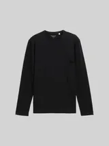 TOM TAILOR Herren Slim Fit Langarmshirt mit Stretch, schwarz, Uni – Bild 3