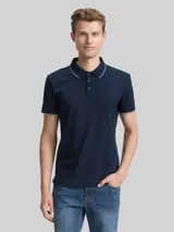 TOM TAILOR Herren Slim Fit Jersey Poloshirt mit Stretch, blau, Uni – Bild 4
