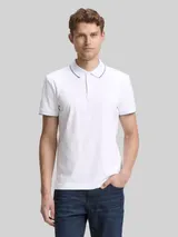 TOM TAILOR Herren Slim Fit Jersey Poloshirt mit Stretch, weiß, Uni – Bild 4