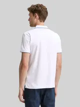 TOM TAILOR Herren Slim Fit Jersey Poloshirt mit Stretch, weiß, Uni – Bild 5