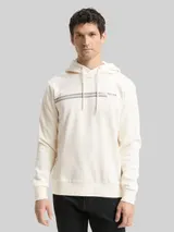 TOM TAILOR Herren Hoodie Sweatshirt mit Logo-Print, weiß, Uni – Bild 4