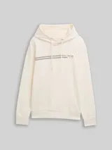 TOM TAILOR Herren Hoodie Sweatshirt mit Logo-Print, weiß, Uni – Bild 3