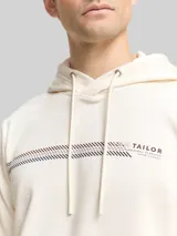 TOM TAILOR Herren Hoodie Sweatshirt mit Logo-Print, weiß, Uni – Bild 6