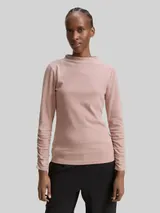 TOM TAILOR DENIM Damen Langarmshirt mit Raffärmeln, rosa, Meliert – Bild 4