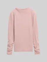 TOM TAILOR DENIM Damen Langarmshirt mit Raffärmeln, rosa, Meliert – Bild 3