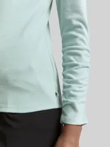 TOM TAILOR DENIM Damen Langarmshirt mit Raffärmeln, blau, Meliert – Bild 6